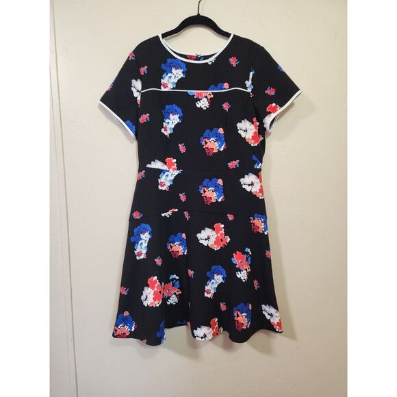 Vince Camuto Short Sleeve Black‎ Floral Dress Size 10 - Picture 1 of 5